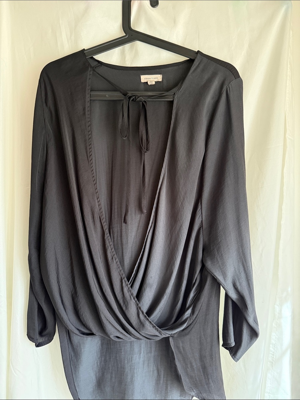 silence + noise Charcoal Draped Tie-Front Blouse